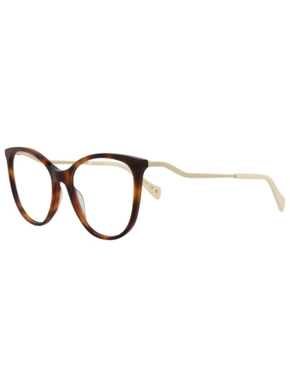 New Gucci Women's Eyeglasses Cat Eye Acetate Frame Havana Gold Transparent